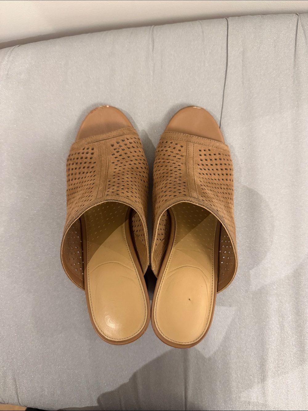 Circus by Sam Edelman Perforated Tan Peep-Toe Mules